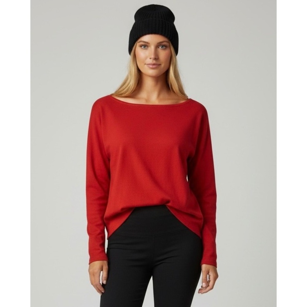 Old Navy Red Snug Fit Boat Neck Long Sleeve Top Size 2X Plus Size Basic Layering